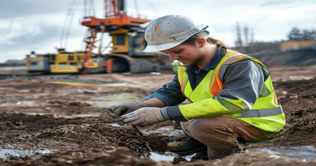 Prélèvement de sol sur un site en cours de diagnostic de pollution